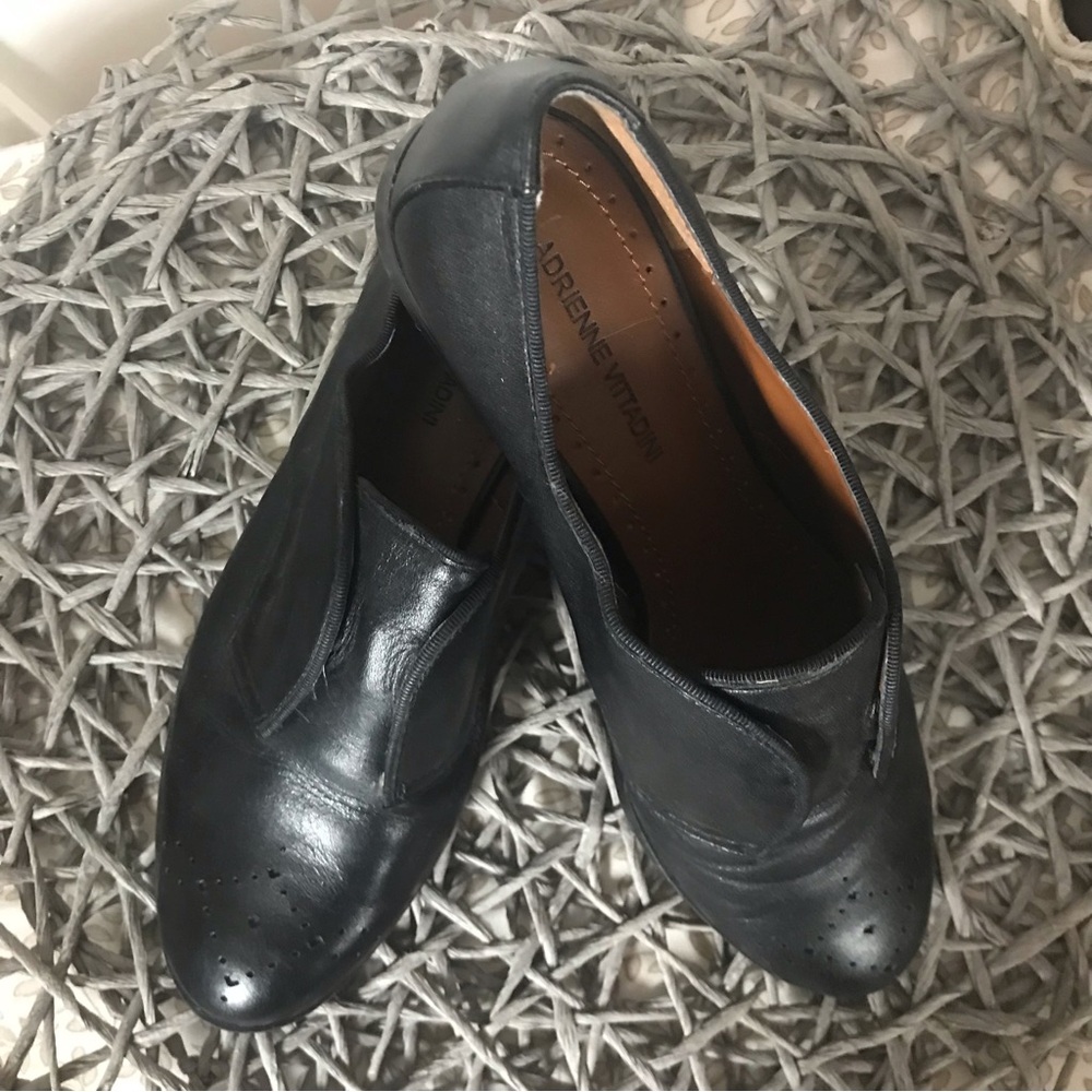 Adrienne Vittadini Black Leather Loafer/Flats - Size 6.5